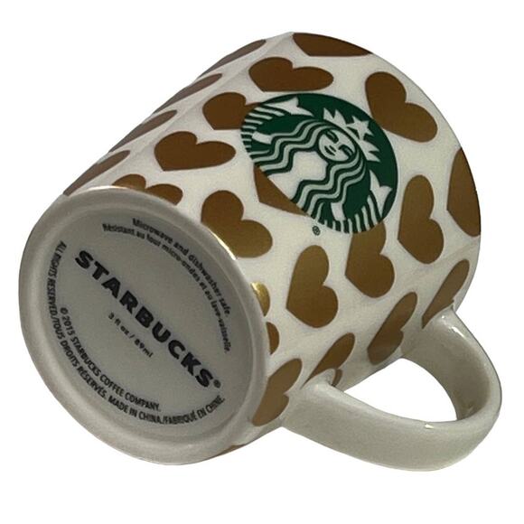 Starbucks 2015 Siren Love Gold Heart Demitasse Espresso Coffee Mini Mug Cup - Picture 10 of 12